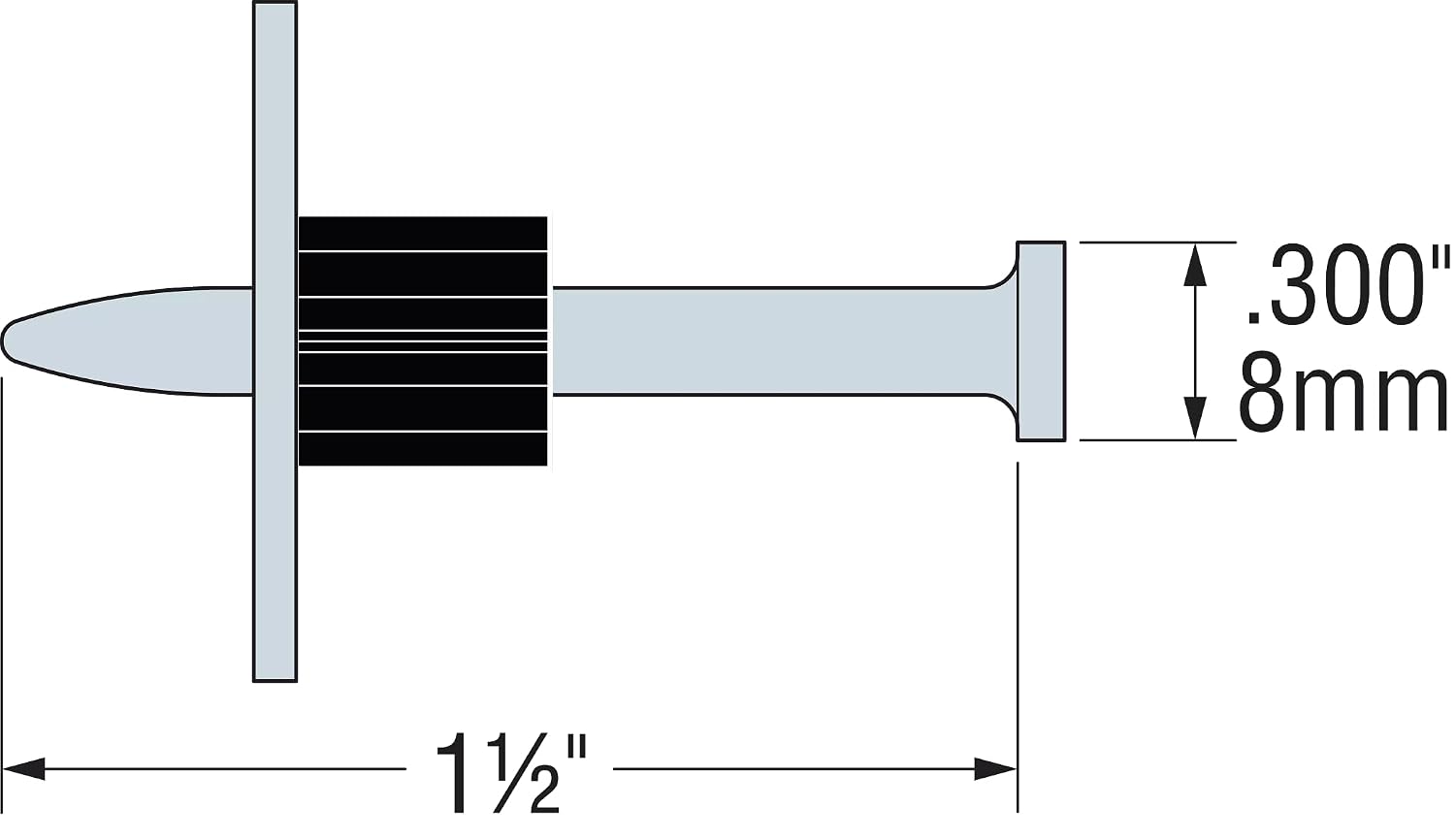 Simpson Strong-Tie PDPAWL-150 Powder-Driven Pin with 1-in. Washer - 0.157-in. x 1-1/2 in., Mechanically Galvanized Finish, Hardened Steel Fasteners for Direct Concrete