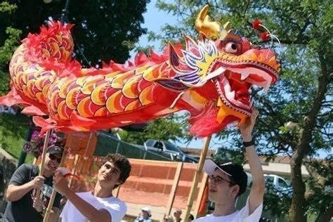 Dragon Head and Swinging Rope for Dragon Dance Chinese Oolong Floating Ribbon Silk Ribbon Streamers(Color:B)