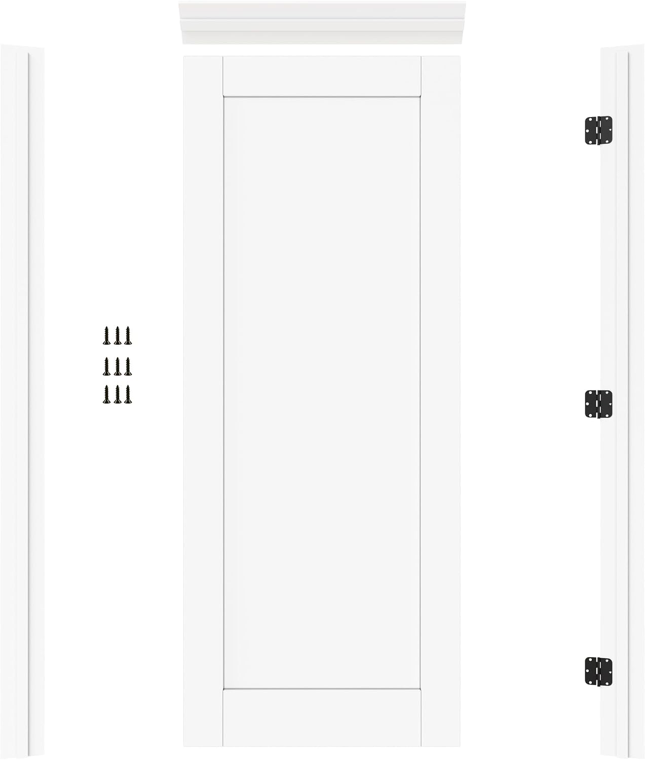 32' x 80' Prehung Door White Primed Panel Slab Doors with Jamb Kit, Solid Core MDF Interior Door for Bathroom Pantry Laundry, Easy Assemble - Right Handed