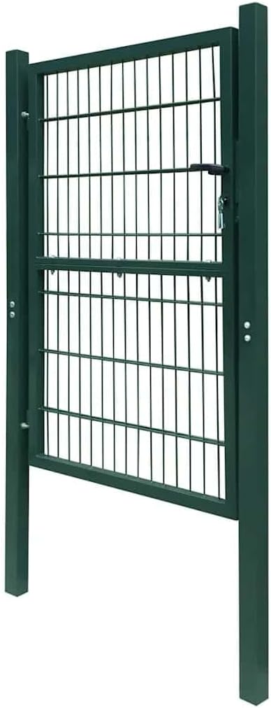 Green 2D Steel Fence Gate 41.7x74.8 Garden Security Entry for Patio, Driveway, Yard, Outdoor Use