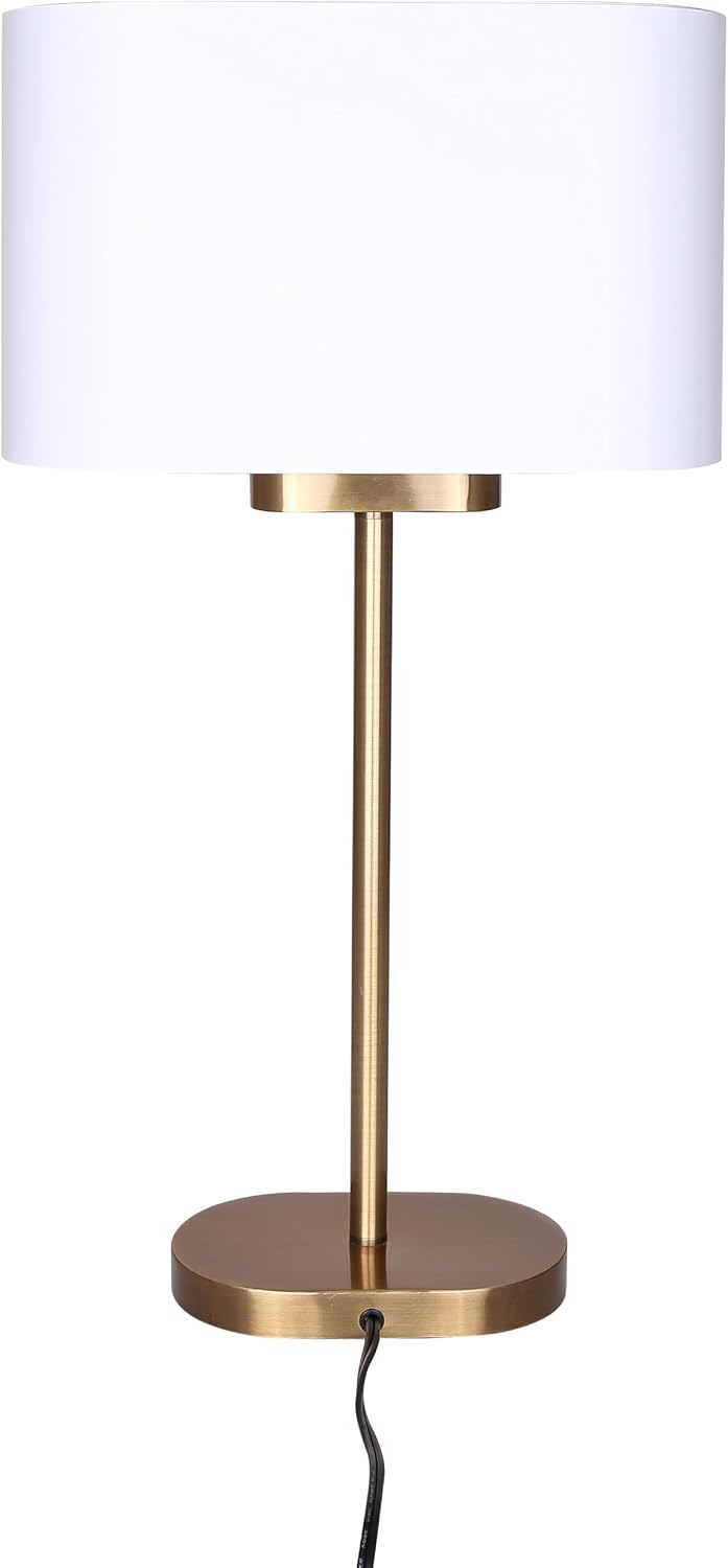 Canarm Kov 1-Light Table Lamp, 24-inch Modern White and Gold Finish with Rotary Switch for Bedroom, Living Areas or Office