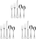 Oneida Silverware Set For 8, Flight 45-Piece Everyday Flatware Set with Serving Utensils, Service For 8, 18/0 Stainless Steel, Dishwasher Safe, Knives Spoons and Forks Set, Dining (Silver, 45 pieces)