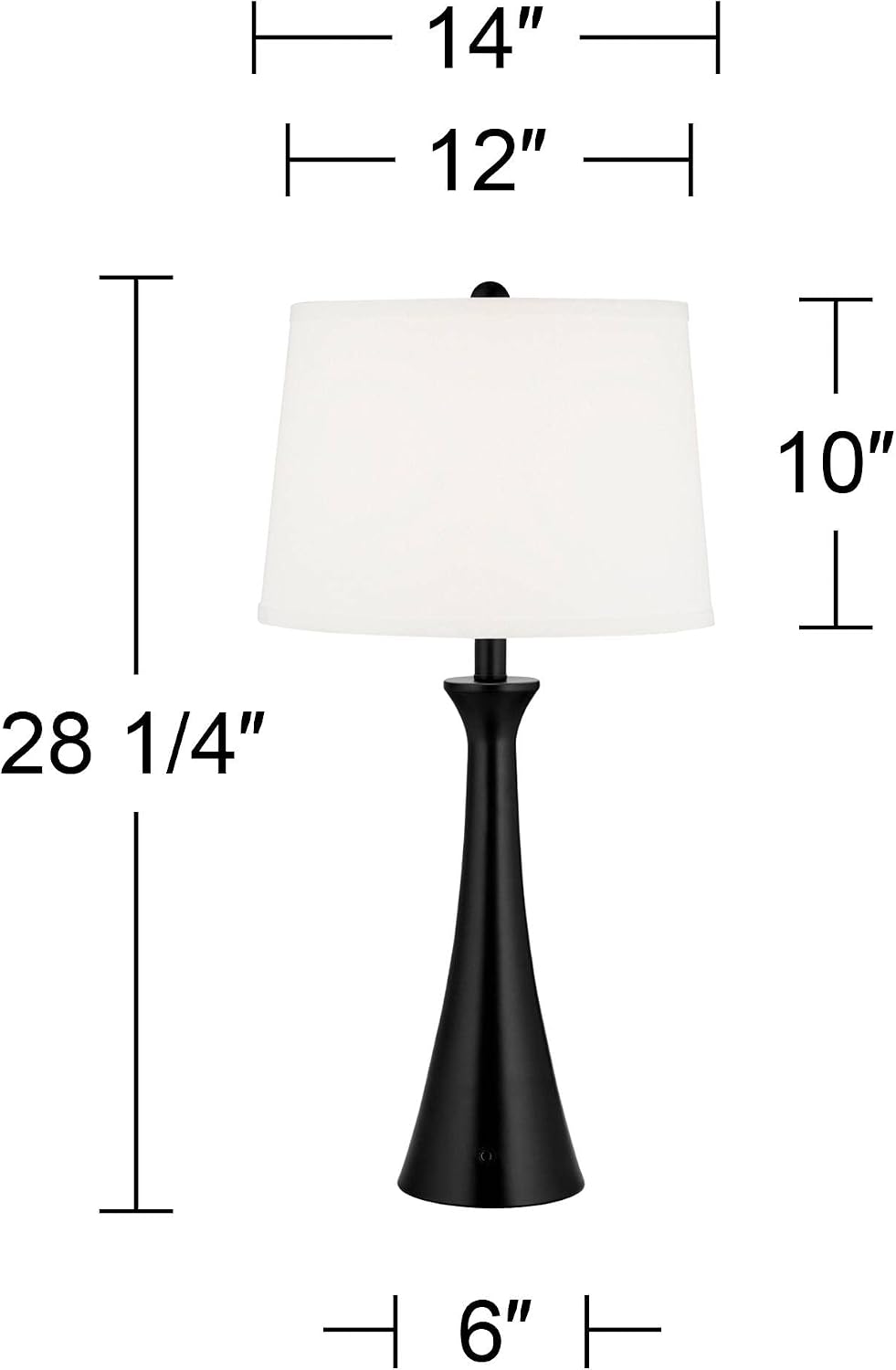 360 Lighting Karl 28 1/4' Tall Set of 2 Modern Table Lamps with USB Charging Ports and AC Power Outlet in Base Black Metal White Fabric Drum Shade for Bedroom Living Room House Bedside Nightstand