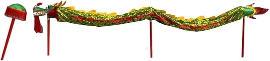 BKEKM Dragon Dance 1 M Lion Dance Head with Handstick Dragon Dance Silk 3D Dragon Ribbon Streamer Outdoor Dragon Dance Ribbon