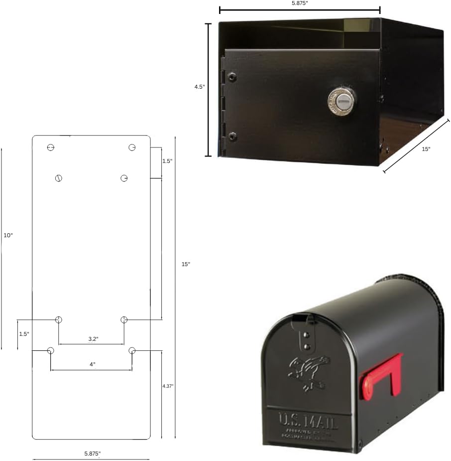 LMPST-E1-LKIT-804-BRZ Lewiston Rust Free Cast Aluminum Locking System with Economy Mailbox, Post, Decorative Ball Finial and Fluted Base, Bronze