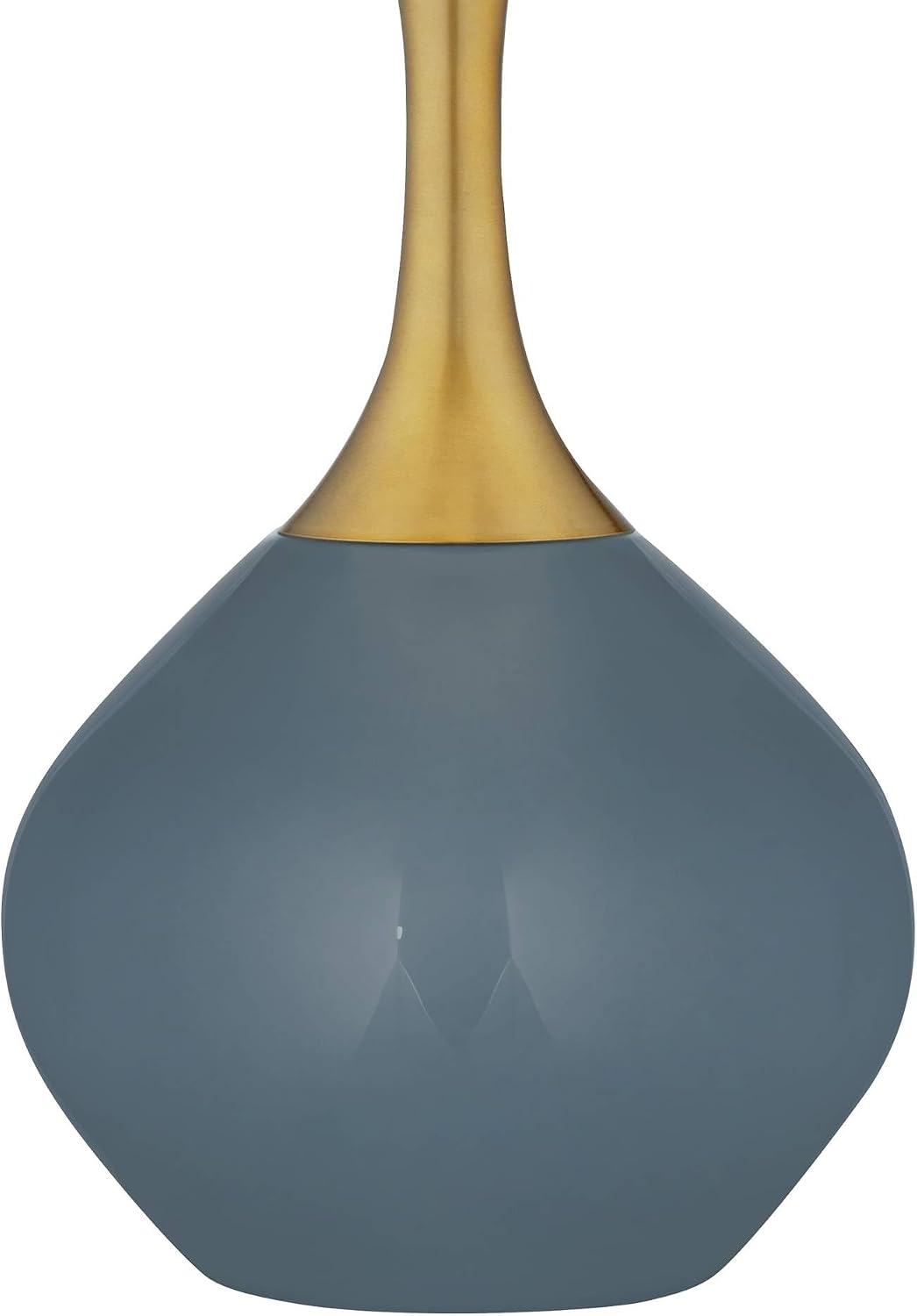Color + Plus Nickki 30 1/2' Tall Large Mid Century Modern Coastal End Table Lamp Smoky Blue Gold Brass Finish Glass Metal Single White Shade Living Room Bedroom Bedside Nightstand House Office Home