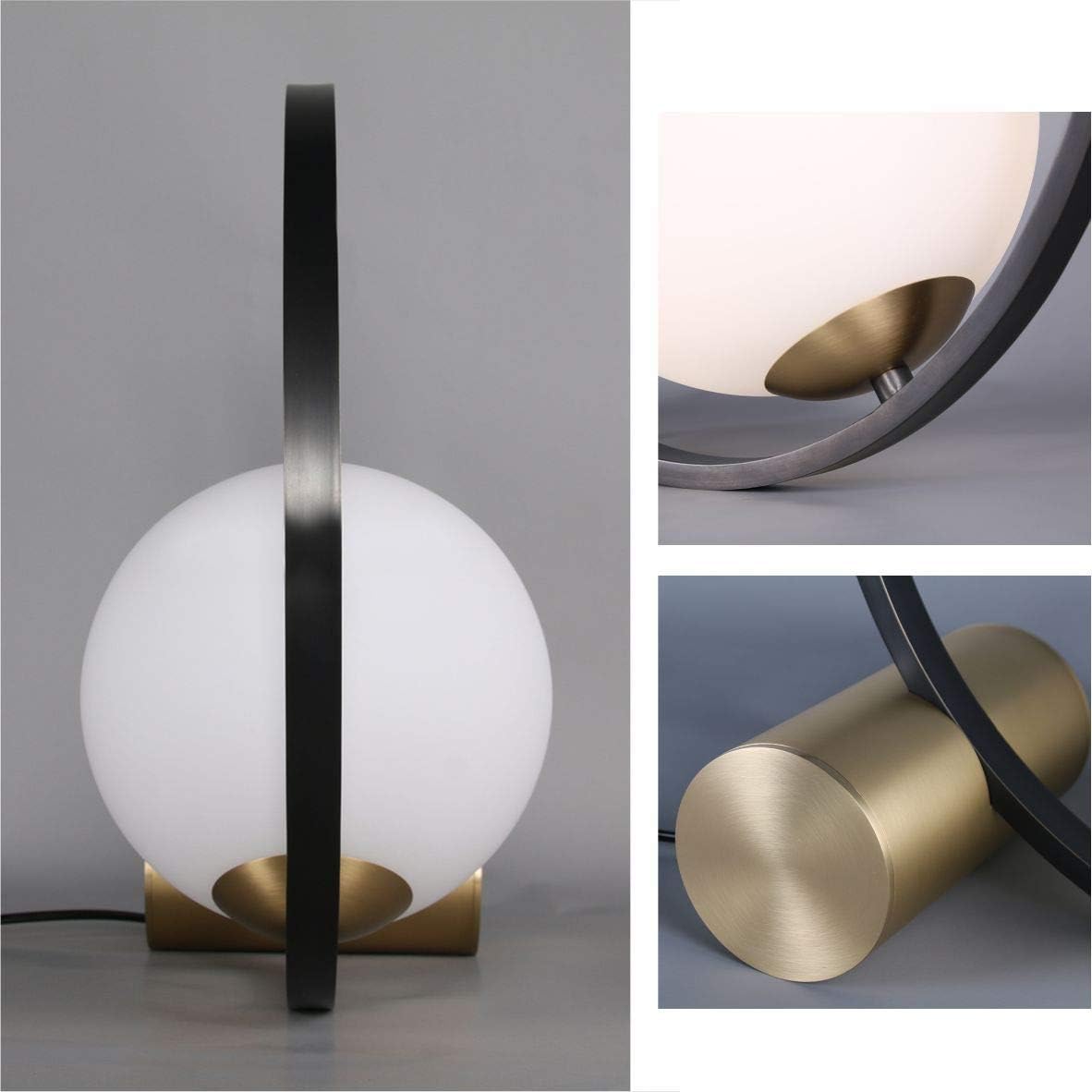 KCO Lighting Mid Century Modern Nightstand Lamp Black Metal Table Globe Desk Round Nightstand Large Glass Table Lamps for Living Room Bedside Office