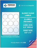 Premium Label Supply Glossy Clear Sticker Round Labels – 2.5' Circle – Laser/Inkjet Compatible – (9 per Sheet), 500 Sheets – 4,500 Total Adhesive Labels