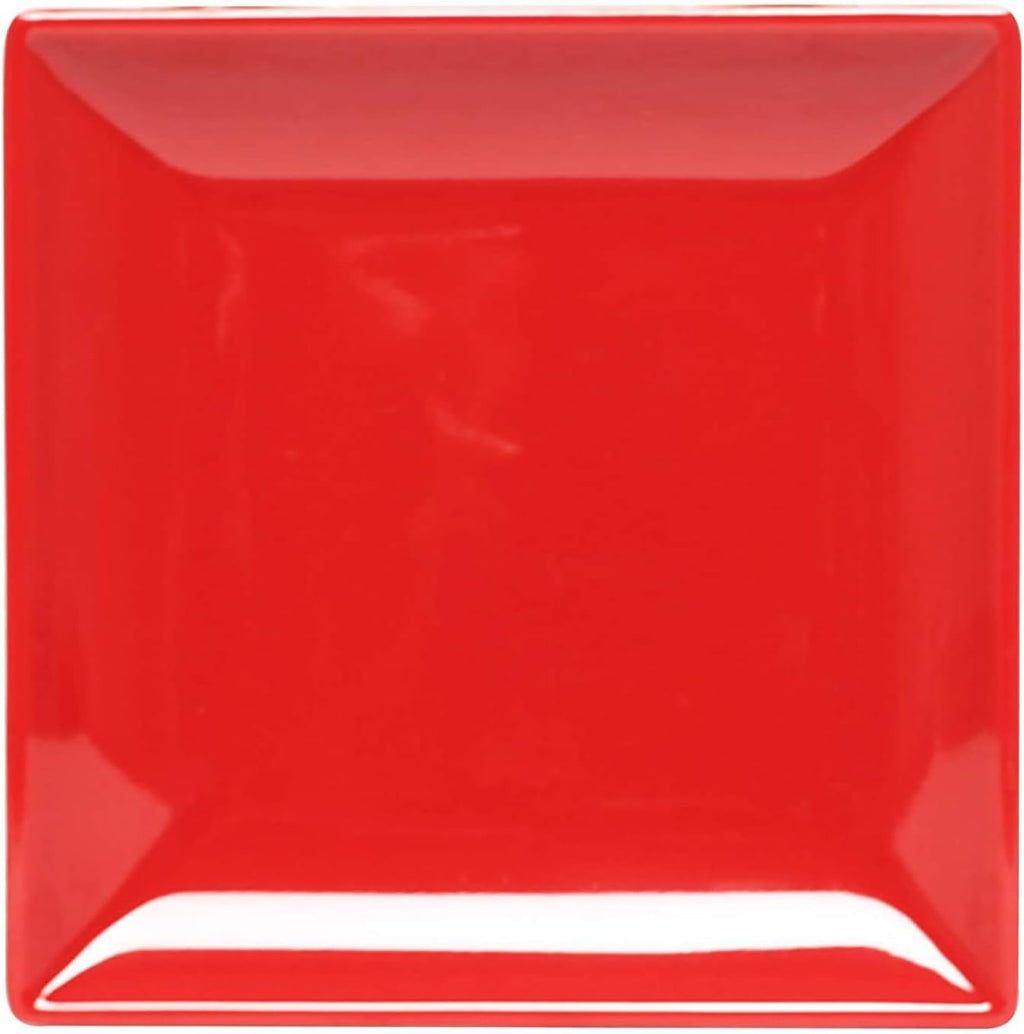 TrueCraftware- 12' x 12' Square Plate Classic Pure Red Dinnerware Melamine Set of 12- Dishwasher Safe Reusable Dinner Plates Durable Lightweight Dinnerware for Dinner Dishes
