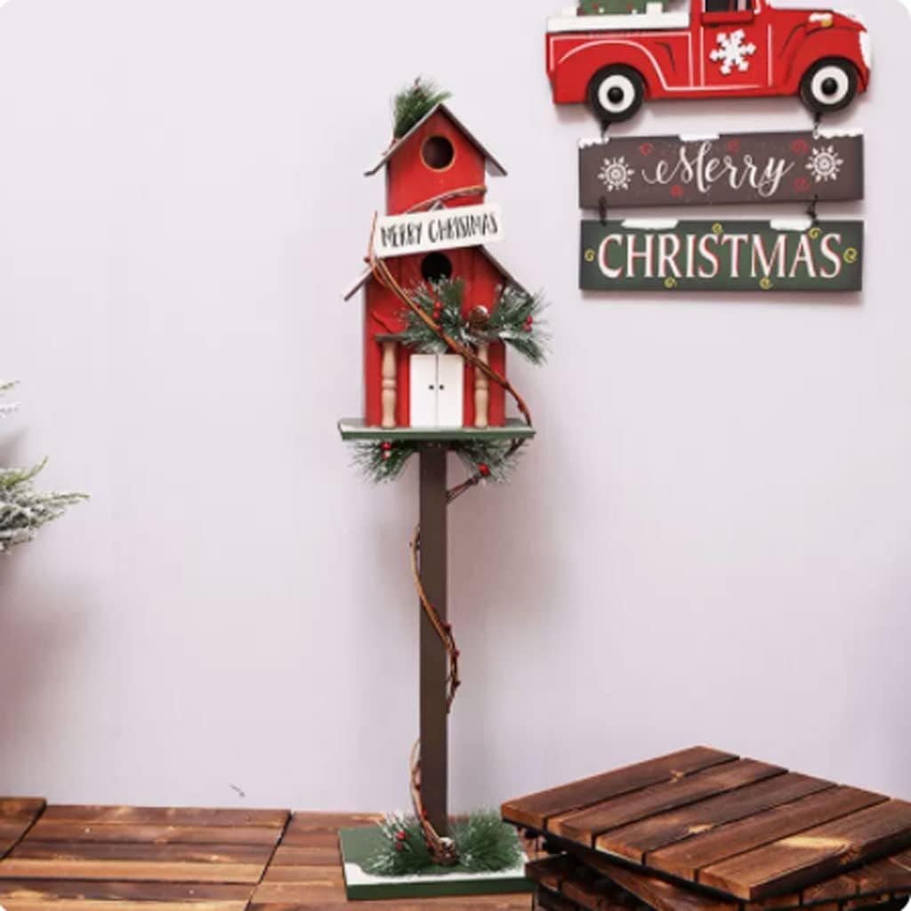 Key Drop Box Creative Mailbox Wooden Drop Box Medium Capacity Post Box Cute Christmas Parcel Box Roadside Pole Mount Mail Boxes Easy to Install