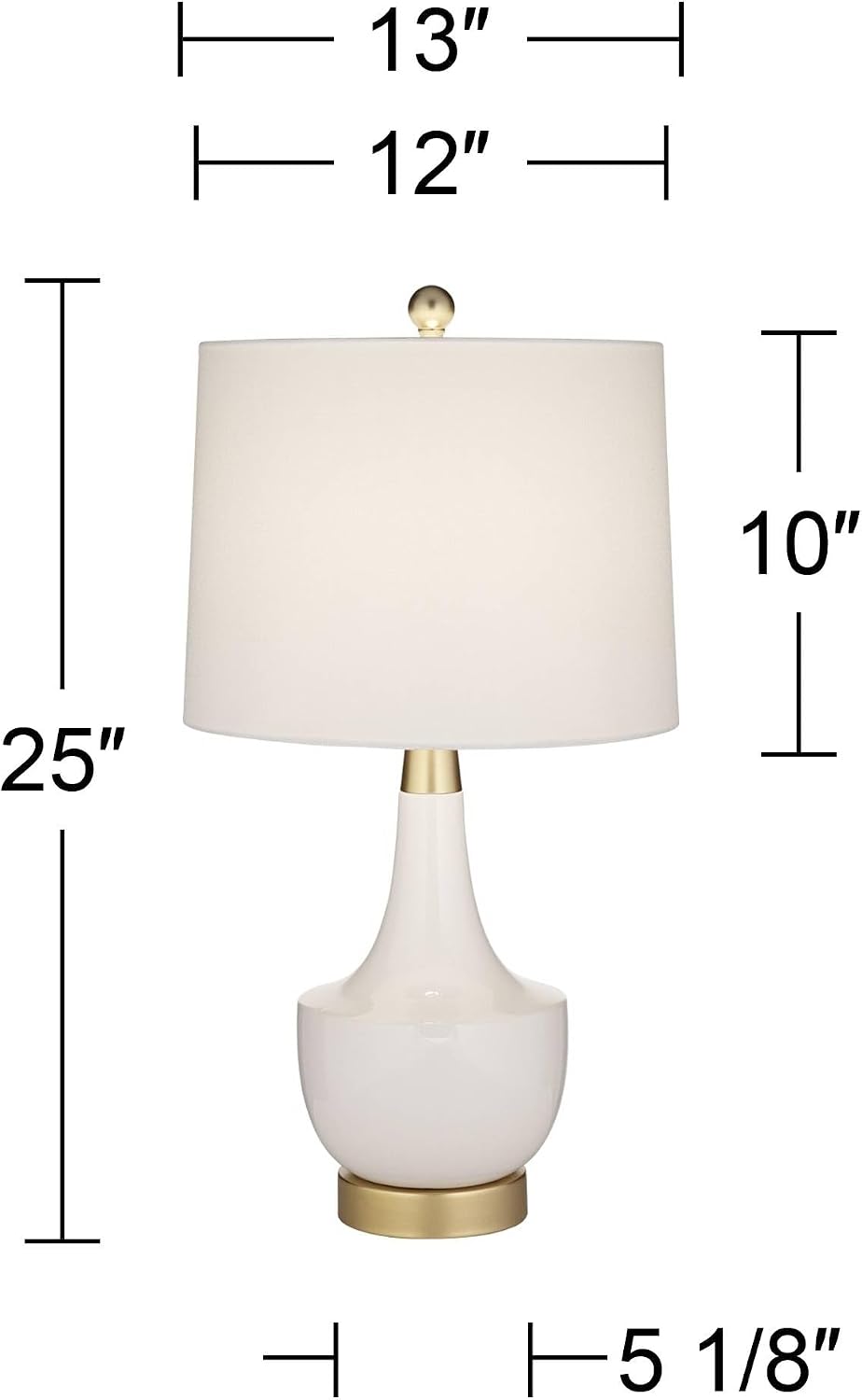 360 Lighting Nesbit 25' High Mid Century Modern Table Lamps Set of 2 USB Port White Gold Ceramic Metal Fabric Shade Living Room Charging Bedroom Bedside Nightstand House Office Home Reading Kitchen