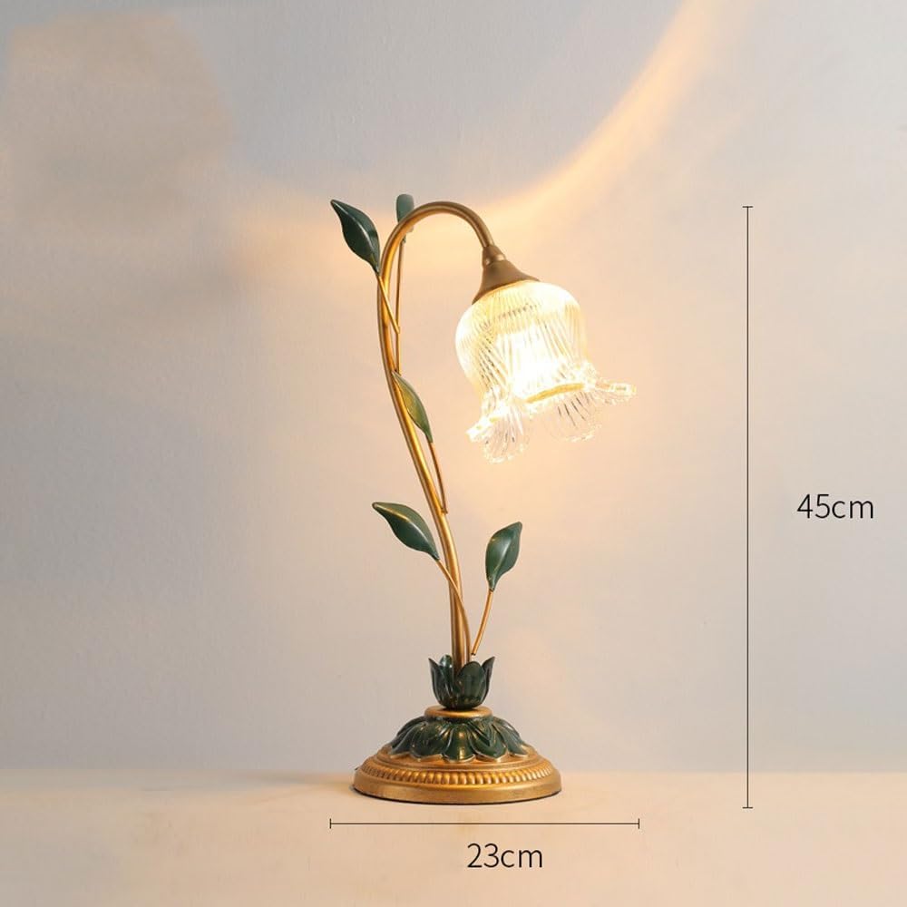 Crystal Table lamp Decorative Desk Lamp Bedroom Warm Bedside Artistic Rose Flower Gift Table Lamps(Small)