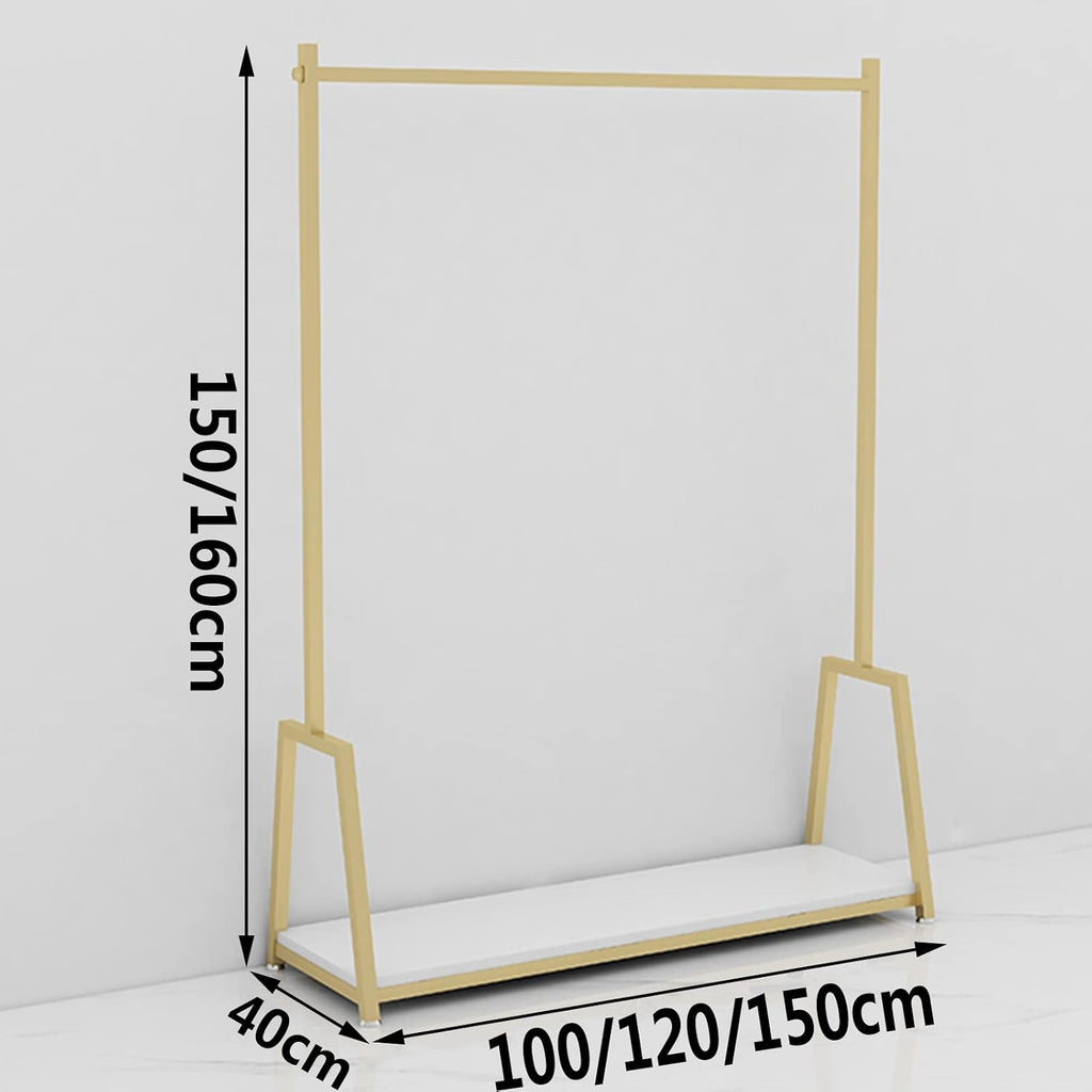 Clothing Display Rack,Floor-Standing Coat Rack,Metal Clothes Rail,Clothes Storage/Strong Load-Beacapacity,Suitable for Clothing Stores/Shopping Malls/Gold/150X150(A-100X150cm