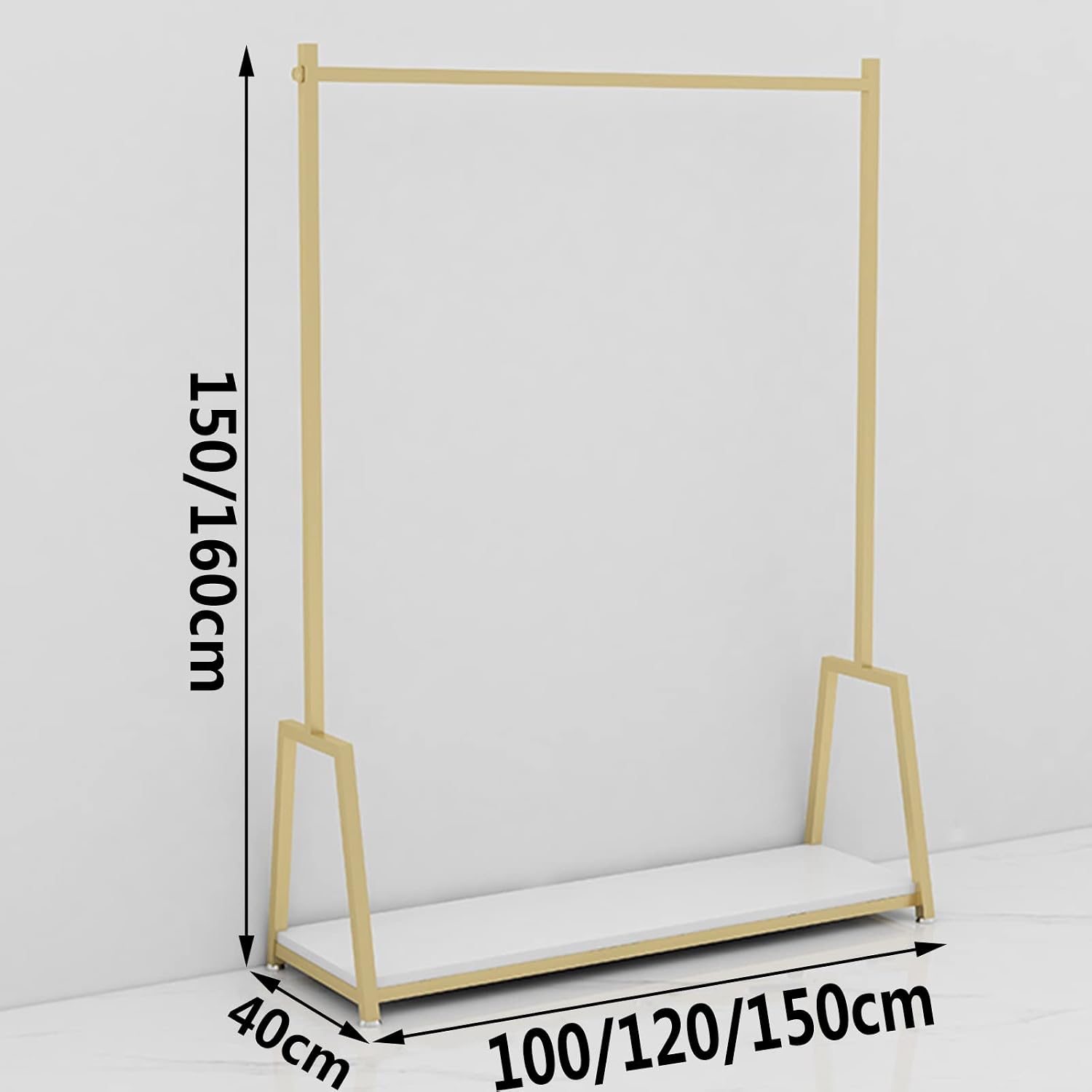 Clothing Display Rack,Floor-Standing Coat Rack,Metal Clothes Rail,Clothes Storage/Strong Load-Beacapacity,Suitable for Clothing Stores/Shopping Malls/Gold/150X150(A-100X150cm