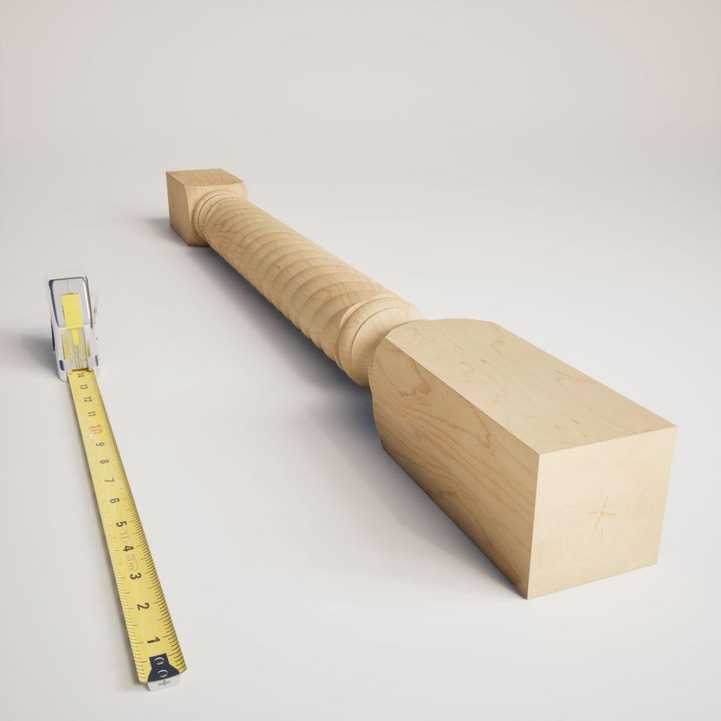 Ekena Millwork COL03X03X35HAMA Hamilton Rope Cabinet Column (Top Block: 6 1/8', Bottom Block: 7 1/8'), 3 3/4'W x 3 3/4'D x 35 1/2'H, Maple