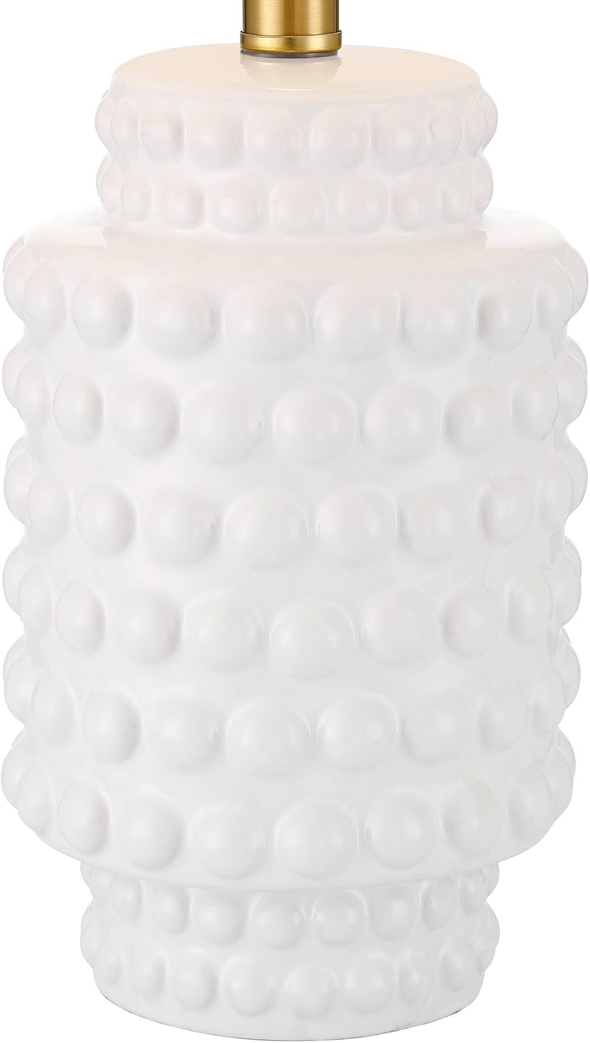 360 Lighting Hobnail 22 1/2' High Small Modern Accent 3-Way Table Lamps Set of 2 White Ceramic Fabric Shade Living Room Bedroom Bedside Nightstand House Office Home Reading Kitchen Entryway Console