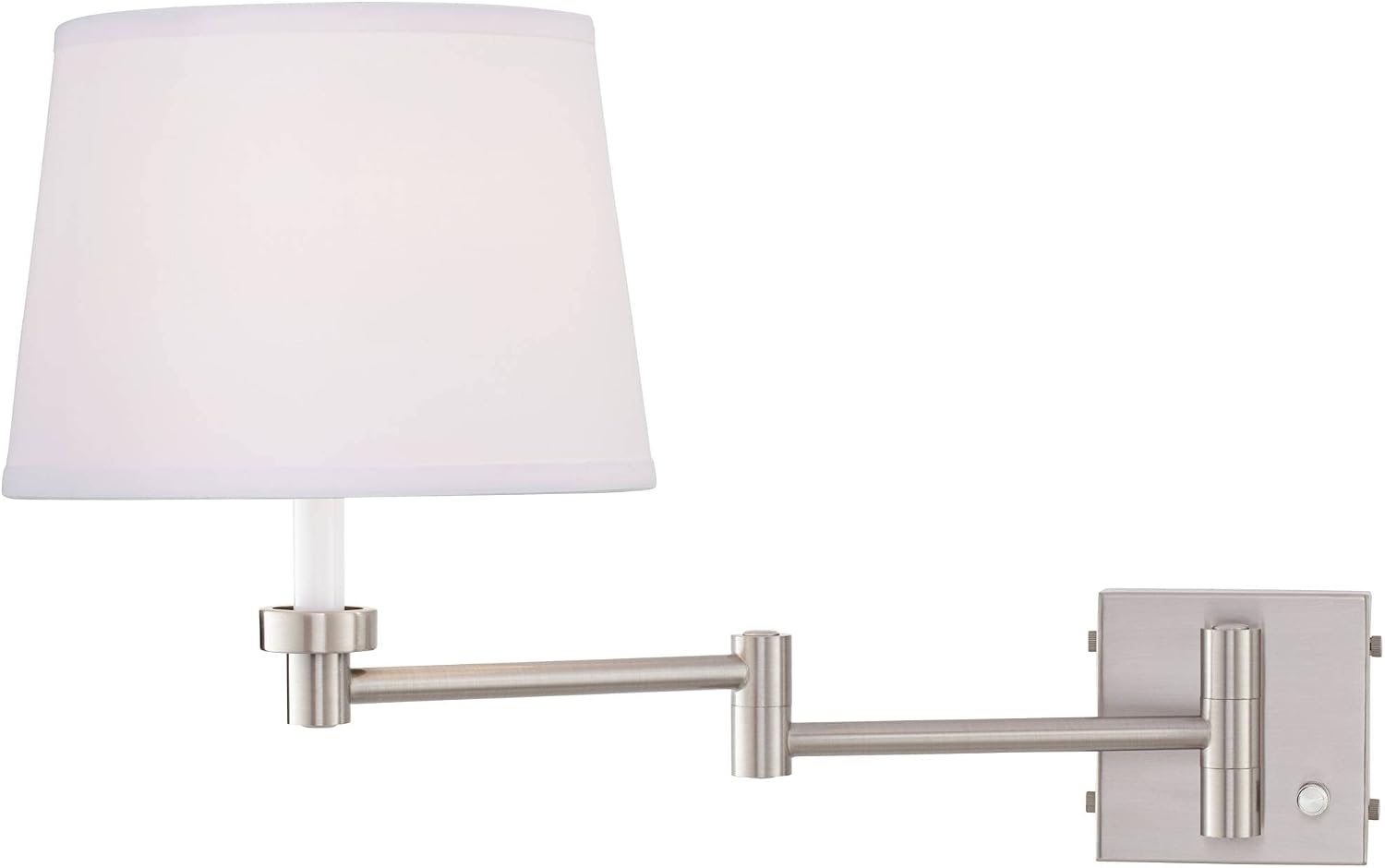 360 Lighting Vero Modern Swing Arm Wall Lamp with USB Charging Port Brushed Nickel Plug-in Light Fixture White Drum Shade for Bedroom Bedside House Reading Living Room Home Hallway Dining