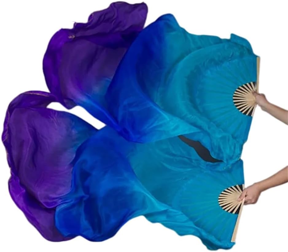 Women Belly Dance Silk Long Fan Veils Props Belly Dance Pastel Colors Flag Streamer Adults