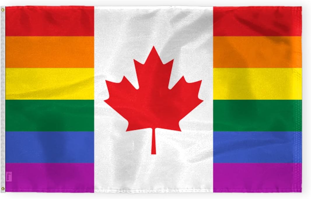AGAS Large Canada Pride Flag 6x10 Ft - Printed 200D Nylon - Brass Grommets Stitched Edges - Canada Pride Banner for Indoor/Outdoor