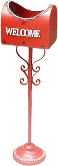 Floor-Standing Mailboxes for Outside Post Box with Flower Stand Mailbox Iron Suggestion Box Outdoor Garden Courtyard Patio Drop Box