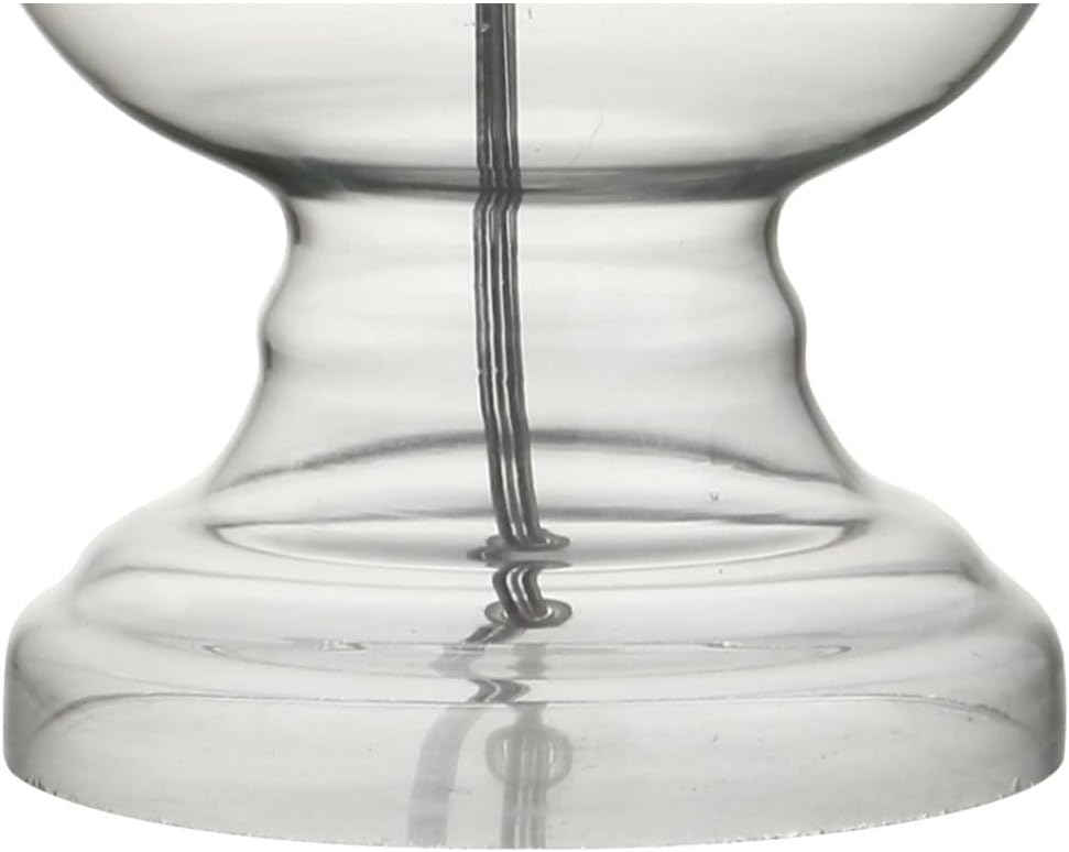 JONATHAN Y 28.5' Clear Glass Table Lamp Set of 2 for Living Room Bedroom Decor, Modern Bedside Lamps with White Linen Shade, LED Bulbs Included (JYL1061B-SET2)