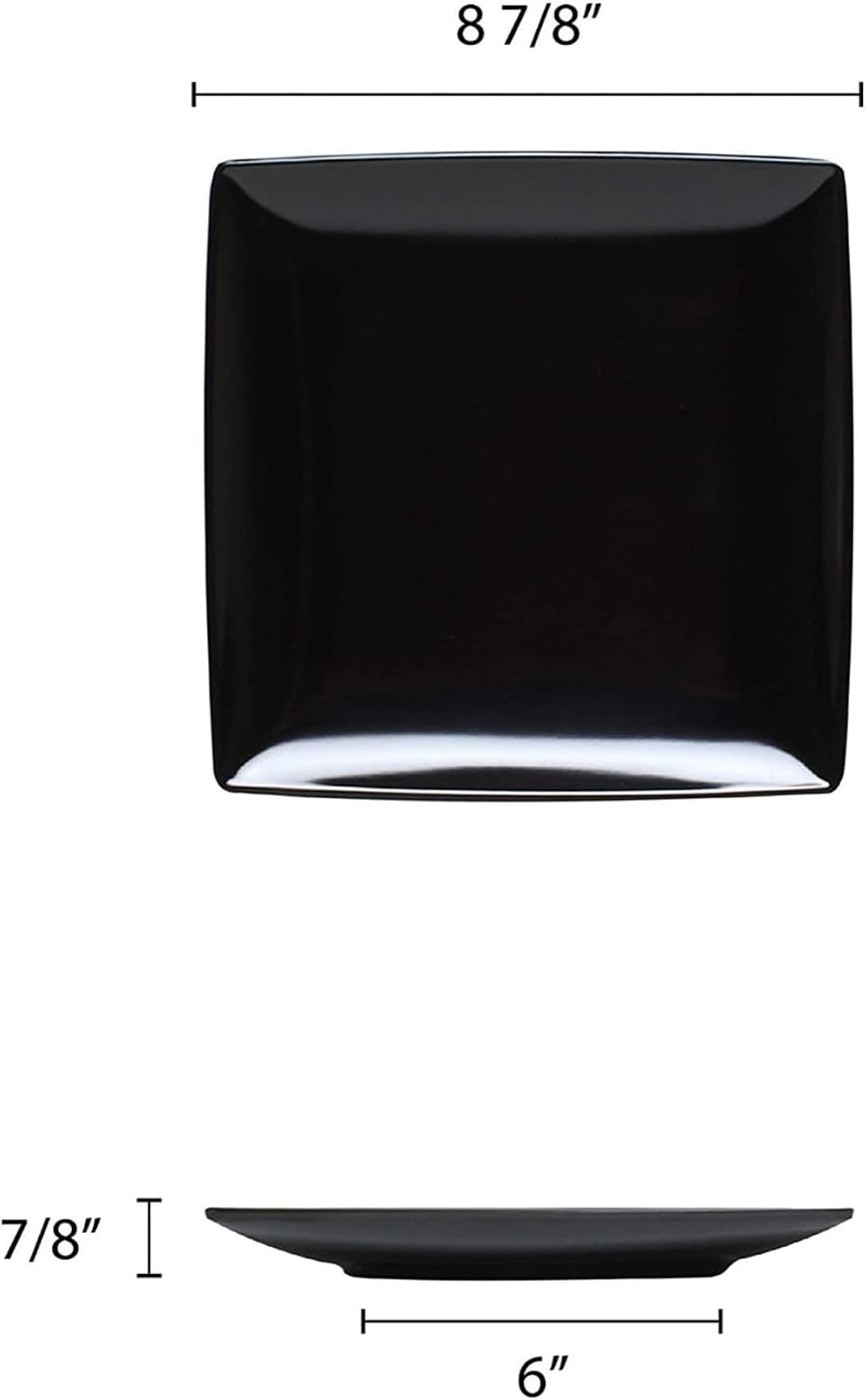 TrueCraftware- 9' x 9' Square Plate Classic Black Dinnerware Melamine Set of 12- Dishwasher Safe Reusable Dinner Plates Durable Lightweight Dinnerware for Dinner Dishes