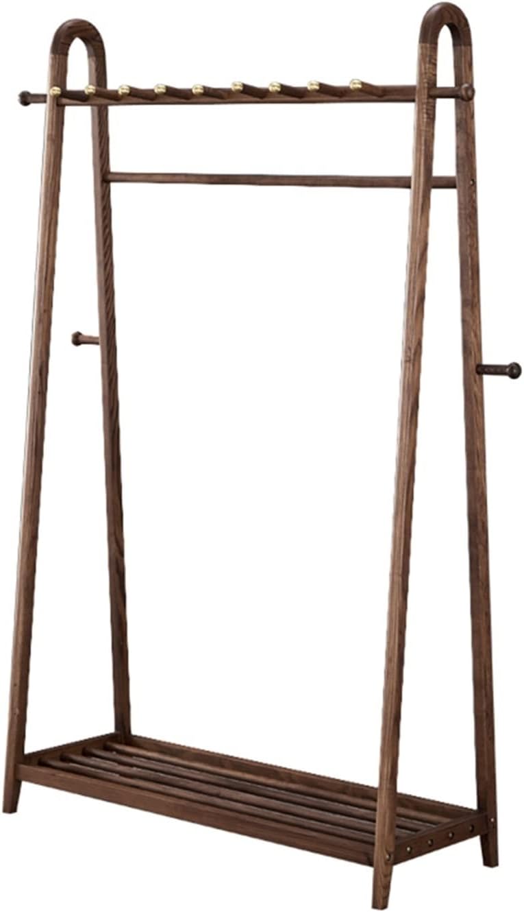 Coat Rack Stand Clothes Rack Stand, Multifunctional Wooden Storage Holder, Garment Hat Handbag Shoe Shelves, Hall Entryway Bedroom Office Organiser, (Brown-80x40x170CM