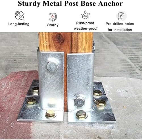 Concrete Post Anchor 2x2 Inch Post Base, Adjustable Pergola Patio Deck Galvanized Adjustable Standoff/Balcony Mailbox Lumber Base Bracket for In-ground Post Support with Screw(5 pcs,40x40x1