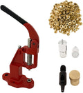 9mm Rivets Kit (1000 Sets) with Hand Press Machine, Dies and Hole Punch. Leather Rivets Single Round Cap Metal Stud Fasteners for Bag Belt Wallet Jeans(Red Press& Gold Rivets)