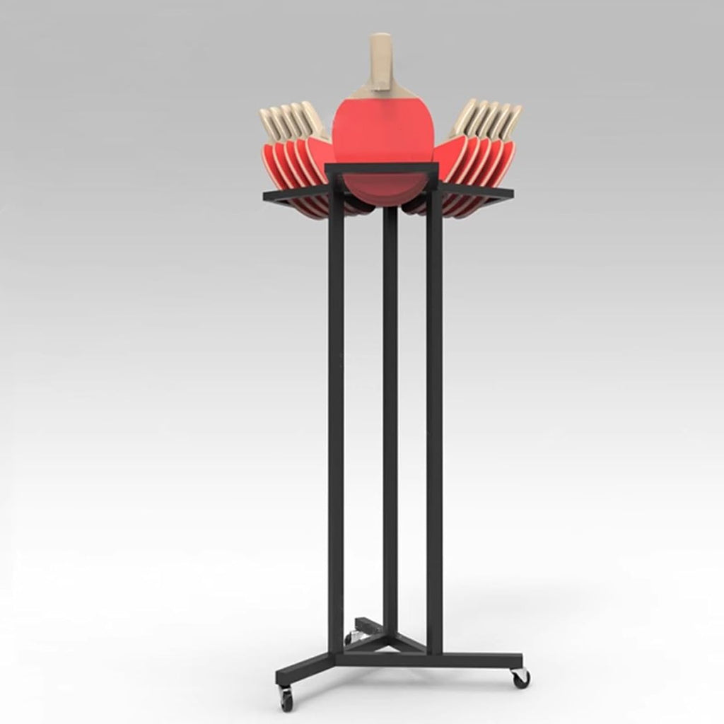 Mobile Pingpong Balls & Racket Rack, Sturdy Table Tennis Equipment Storage Stand for Training Hall/Game Room/Garage Display, Save Space