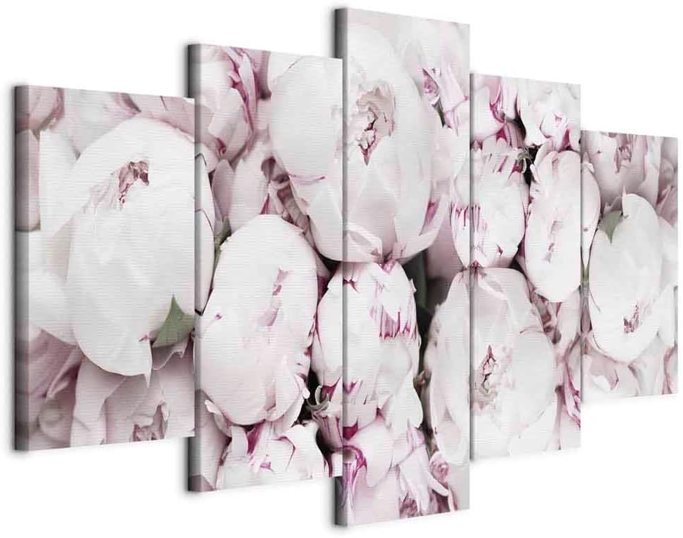 artgeist Canvas Wall Art Print Flowers 59x30 in - 5pcs Home Decor Framed Stretched Picture Photo Painting Artwork Image - Peonies Flowers Nature b-C-0632-b-m