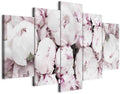 artgeist Canvas Wall Art Print Flowers 59x30 in - 5pcs Home Decor Framed Stretched Picture Photo Painting Artwork Image - Peonies Flowers Nature b-C-0632-b-m