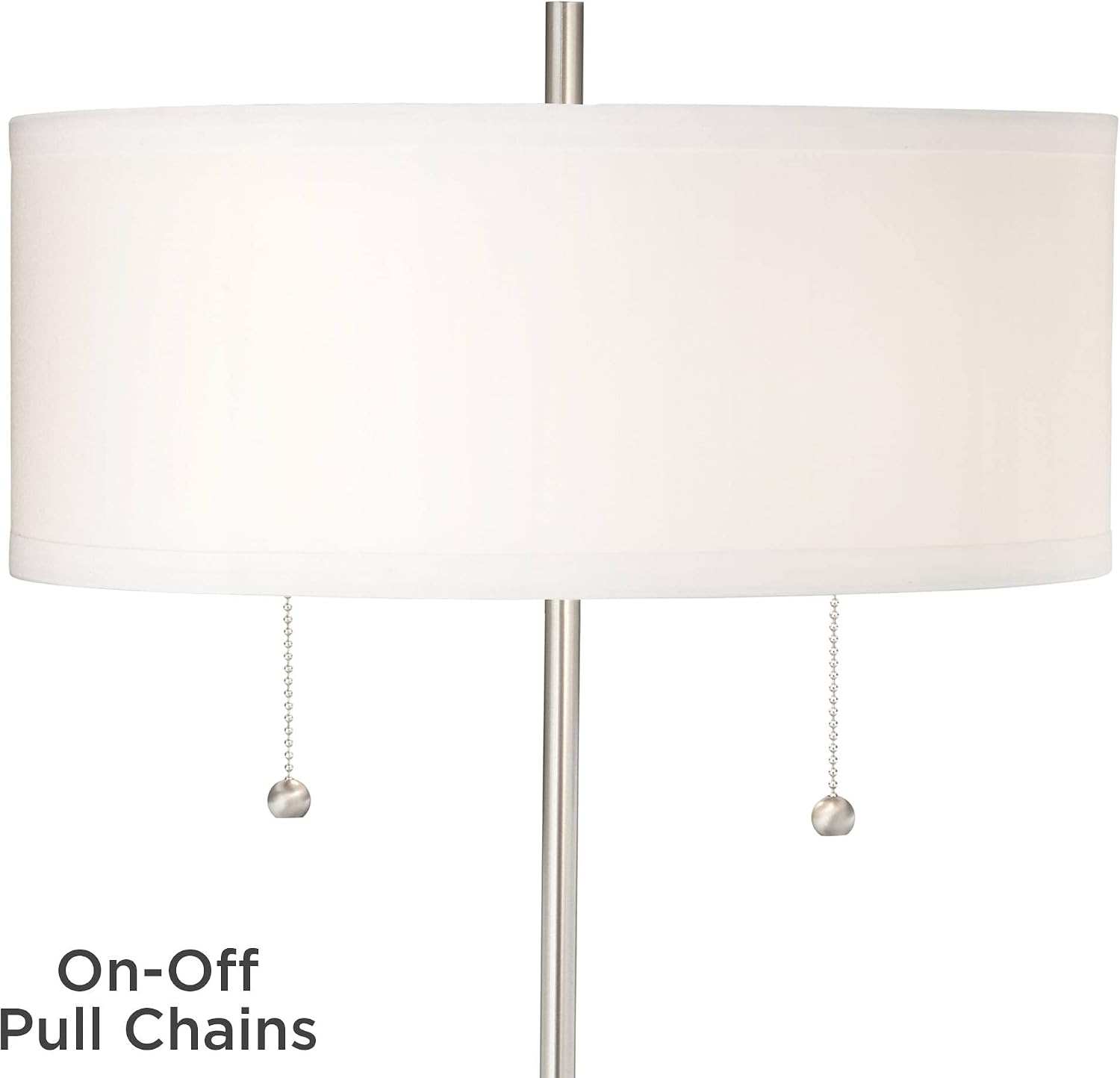 360 Lighting Nikola Modern Accent Table Lamps 23.75' High Set of 2 with Hotel Style USB and AC Power Outlet Slim Silver White Drum Shade for Living Room Desk Bedroom House Bedside Nightstand