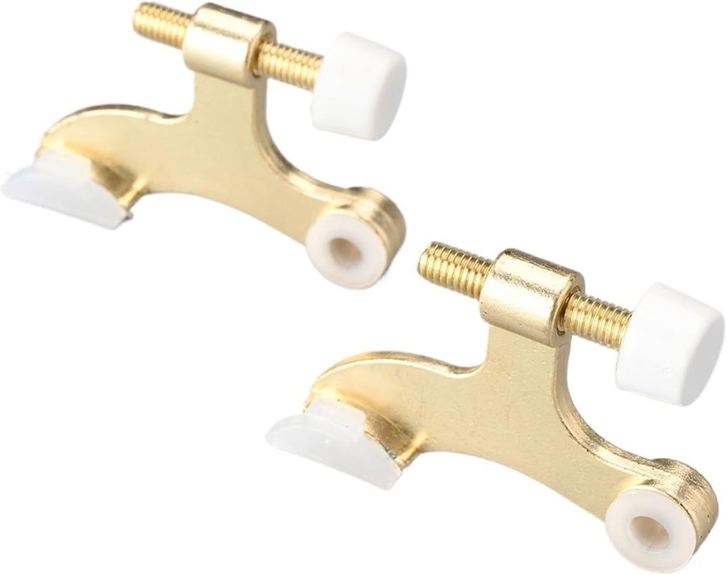 2Pieces Hinge Pin Door Stopper Adjustable Black Heavy Duty Hidden Doorstops with Rubber Bumper Damper Silver Hardware(Gold-1)