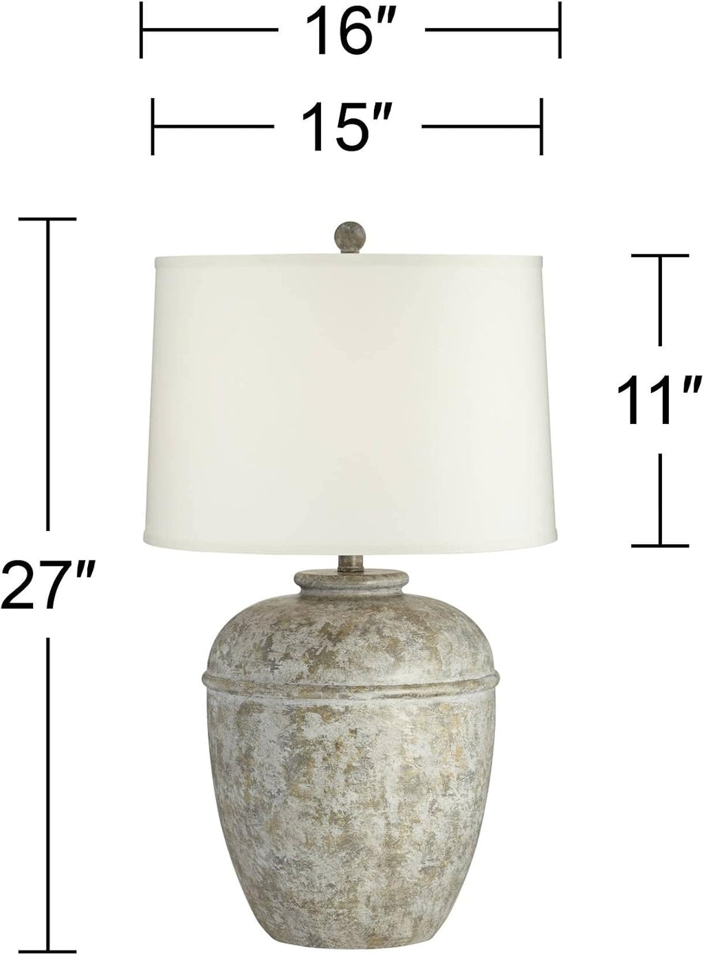 John Timberland Otero 27' Tall Jug Farmhouse Rustic Country Cottage Core Southwestern Table Lamps Set of 2 Mottled Stone Finish Living Room Bedroom Bedside Nightstand House Office Home Cream Shade