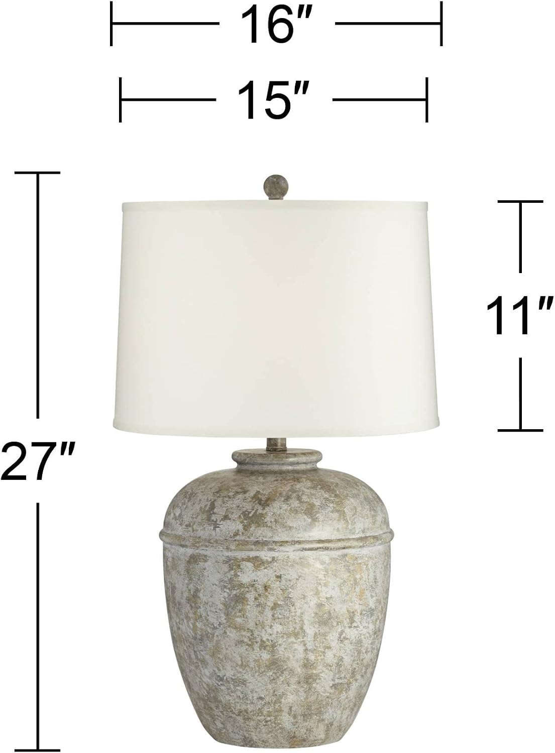 John Timberland Otero 27' Tall Jug Farmhouse Rustic Country Cottage Core Southwestern Table Lamps Set of 2 Mottled Stone Finish Living Room Bedroom Bedside Nightstand House Office Home Cream Shade