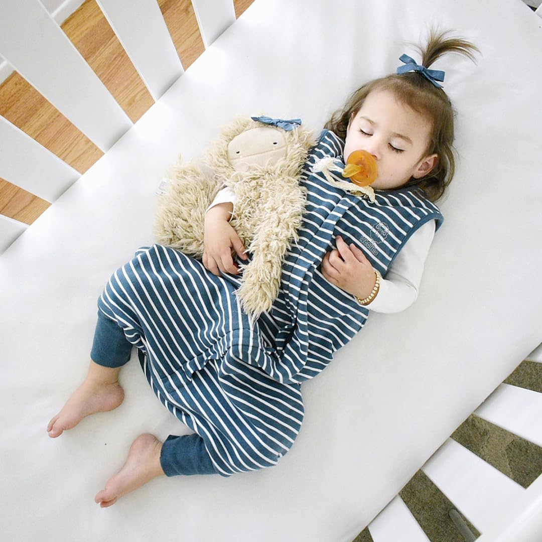 Woolino 4 Season Baby Sleep Bag with Feet Holes, Australian Merino Wool and Organic Cotton, Toddler Sleeping Bag, 18-36mo, Navy Blue