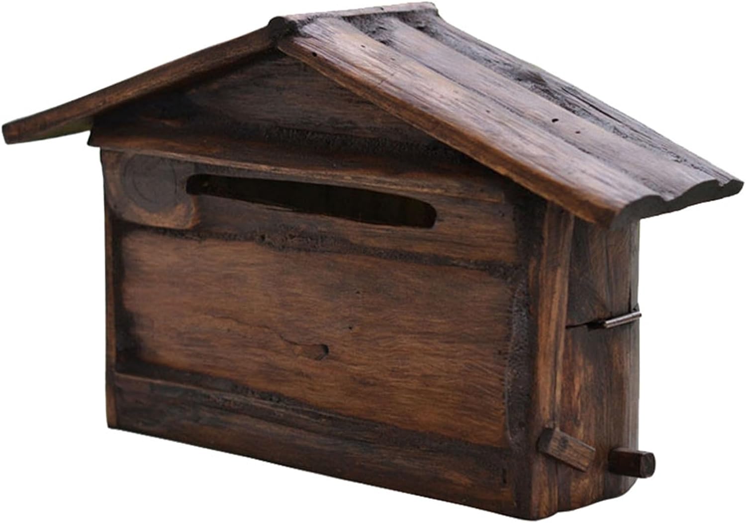 MELPHI Vintage Wall Mailbox, Wall Mounted Wooden Mailbox, Antique Style, Nostalgic Charm, Hanging Secure Post Box for Garden Outside, Coffee Shop, Rustic Farmhouse