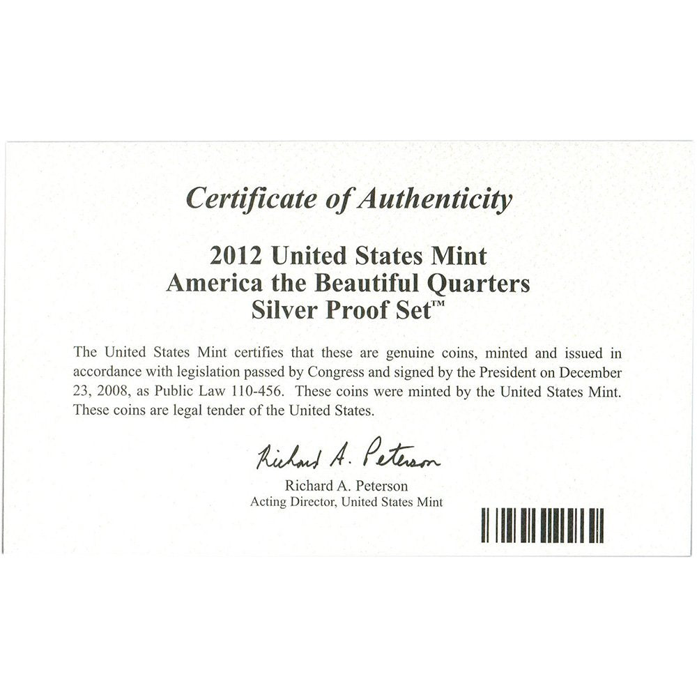 2012 S US Mint Quarters Silver Proof Set