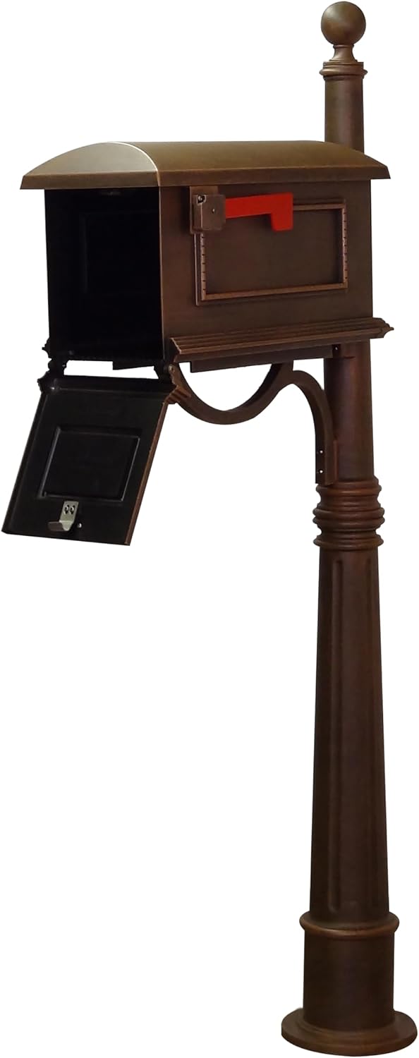 Special Lite Traditional Curbside Mailbox with Ashland Post - Copper Mailbox with Aluminum Post - SCT-1010_SPK-600-CP