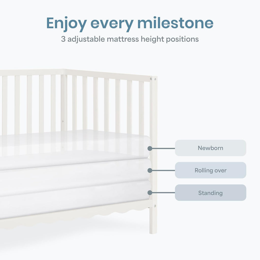 Dream On Me Synergy Wave 5-in-1 Convertible Crib, GREENGUARD Gold, Cannoli Cream