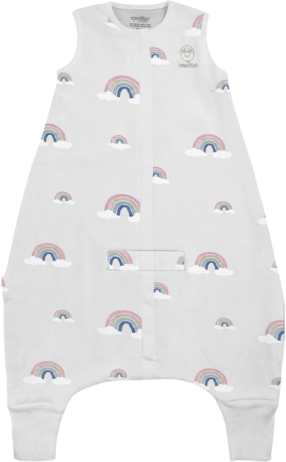 Woolino 4 Season Baby Sleep Bag or Sack with Feet Opening, Merino Wool and Organic Cotton, Toddler Sleeping Bag, 3-4T, Rainbow