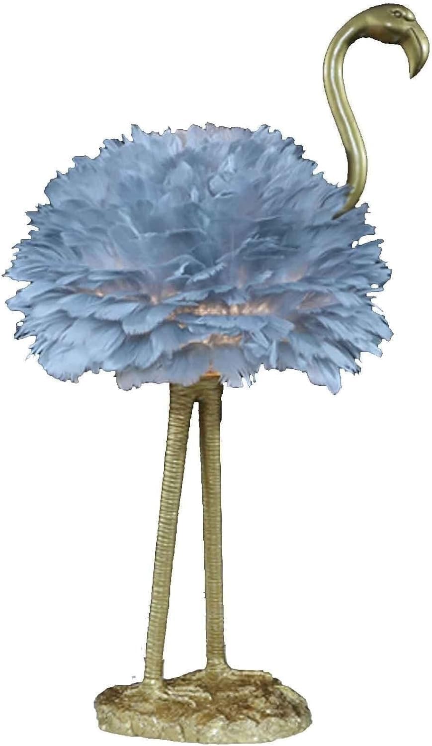 Feather Lamp Led Desk Lamp Flamingo Shape with Remote Control, Flamingo Table Lamp Feather Lamp,Bedside Table Lamp Decoration Light for Bedroom House Dining Room,(Color:Gray)