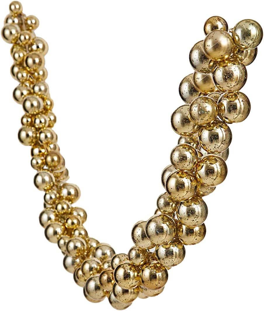 Serene Spaces Living Gold Plastic Bauble Garland, Christmas Tree, Mantel, Banister, Doorway & Holiday Party Décor, 84' Long