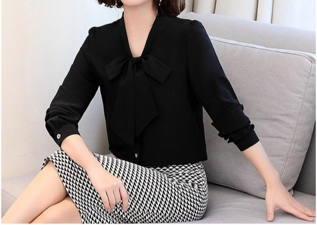Women's Silk Streamer Shirt Spring and Summer Casual Soft and Elegant Business Top