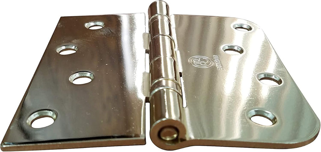 Hinge Outlet 4 Inch with 5/8 Inch Square Radius Ball Bearing Door Hinges, Heavy-Duty Steel, Removable Pin (Polished Brass,12 Pack)