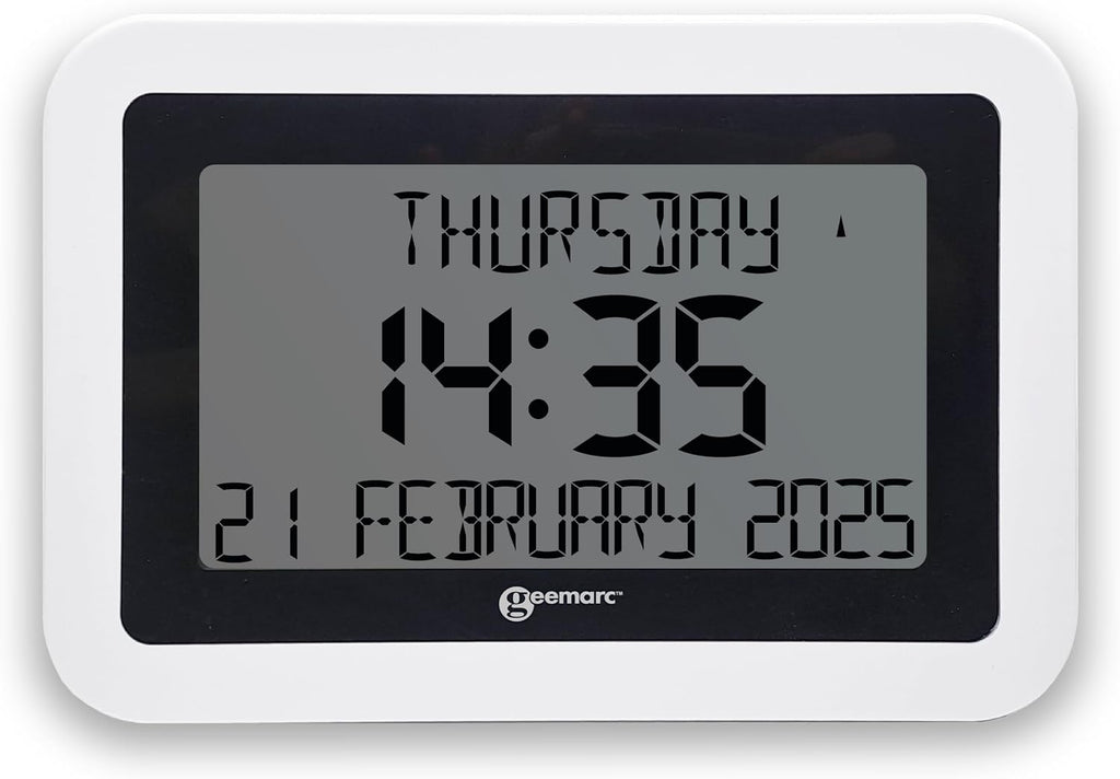 Dementia Clock - The Easy-to-Read & Self-Setting Geemarc Viso10 - Ideal for Seniors and People Living with Alzheimer's - Battery Operated - No Backlight - UK Version - White