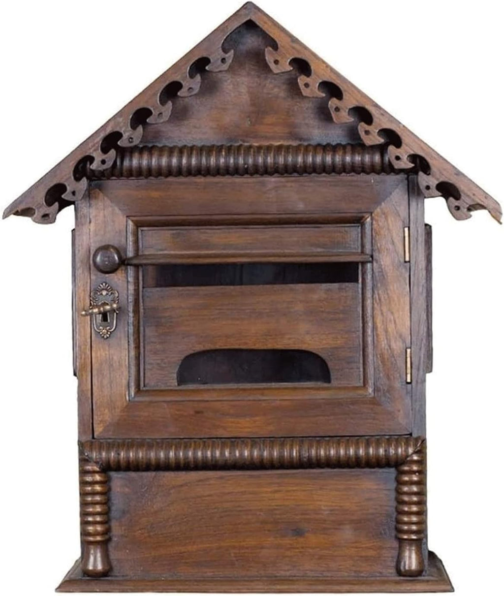 Wall-Mounted Mailbox, Wooden Post Box, Mailboxes Wall Mounted, Easy to Install, Suitable for Villa, Outdoor, School, Family