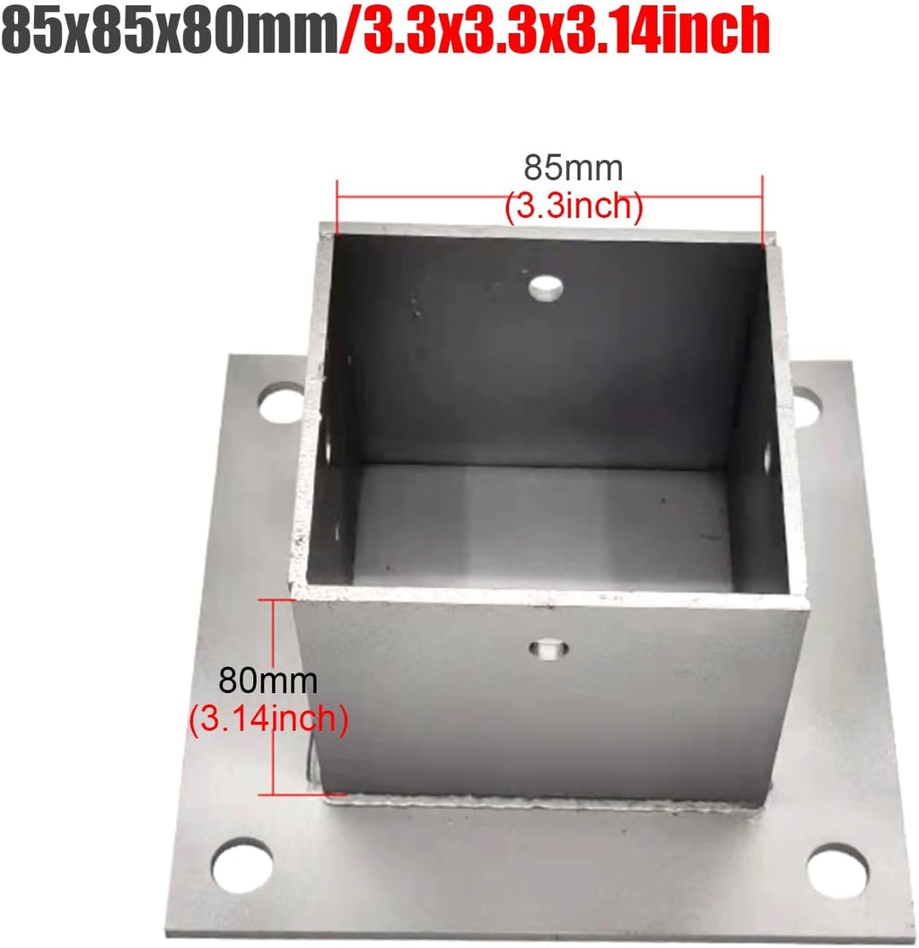 2pcs Wood Fence Post Base Support Bracket - Stainless Steel Concrete Post Anchor for Deck Railing, Vinyl Fence, Mailbox(85x85mm)