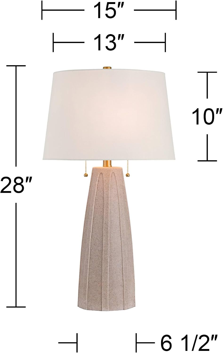 360 Lighting Arizona 28' Tall Modern Coastal Table Lamps Set of 2 Pull Chain Beige Faux Sandstone Finish Fabric White Shade Living Room Bedroom Bedside Nightstand House Office Home Reading